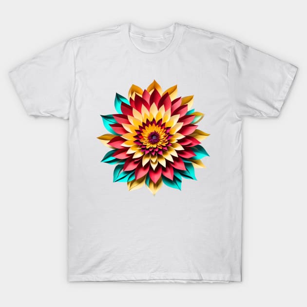 Dahlia - Papercut Style T-Shirt by Shubol